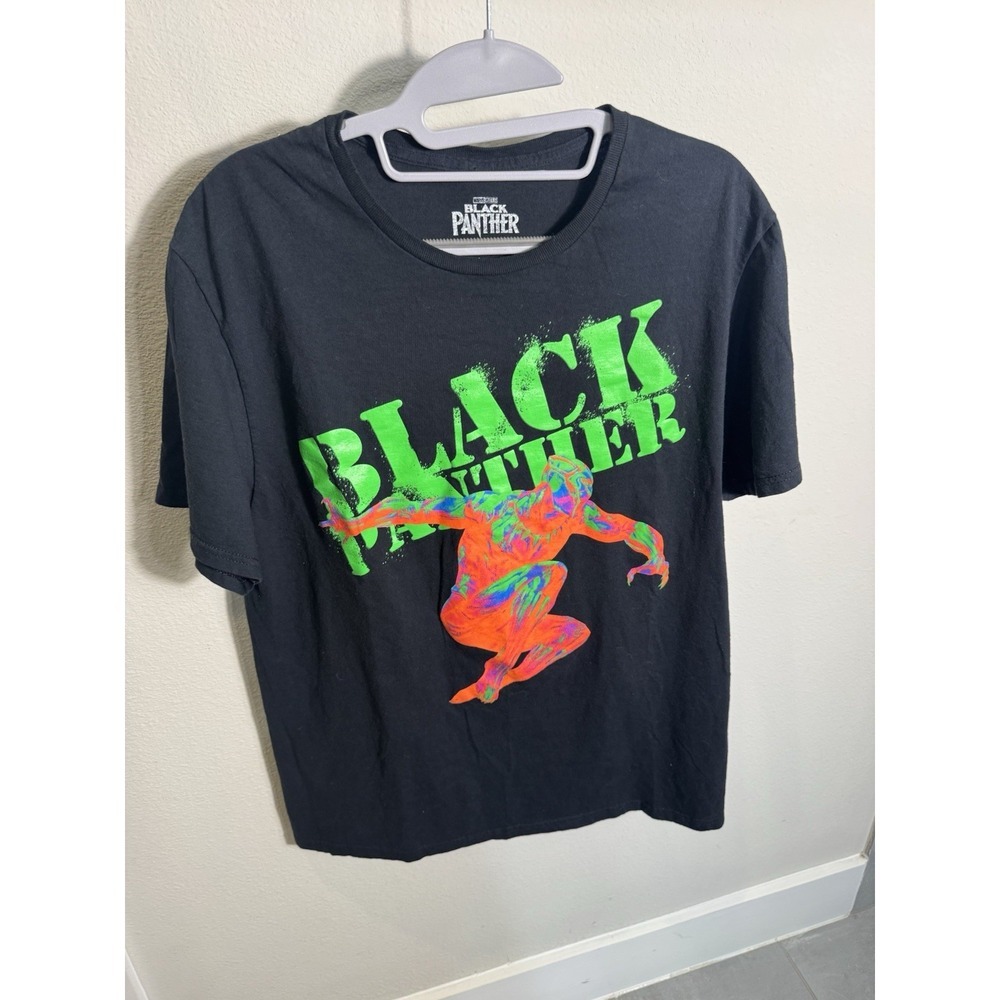 Marvel Black Panther Neon Black T‎ Shirt Size Large NWT